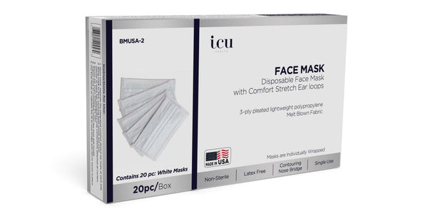 Disposable Face Mask - Made in USA - 20 Piece Box - Personal