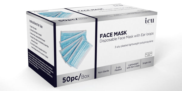 20 Protective Face Masks by ICU Health - Basic Single Use Face Mask with 3  Layer Construction (20pcs/ per inner box) Buy one get one box free